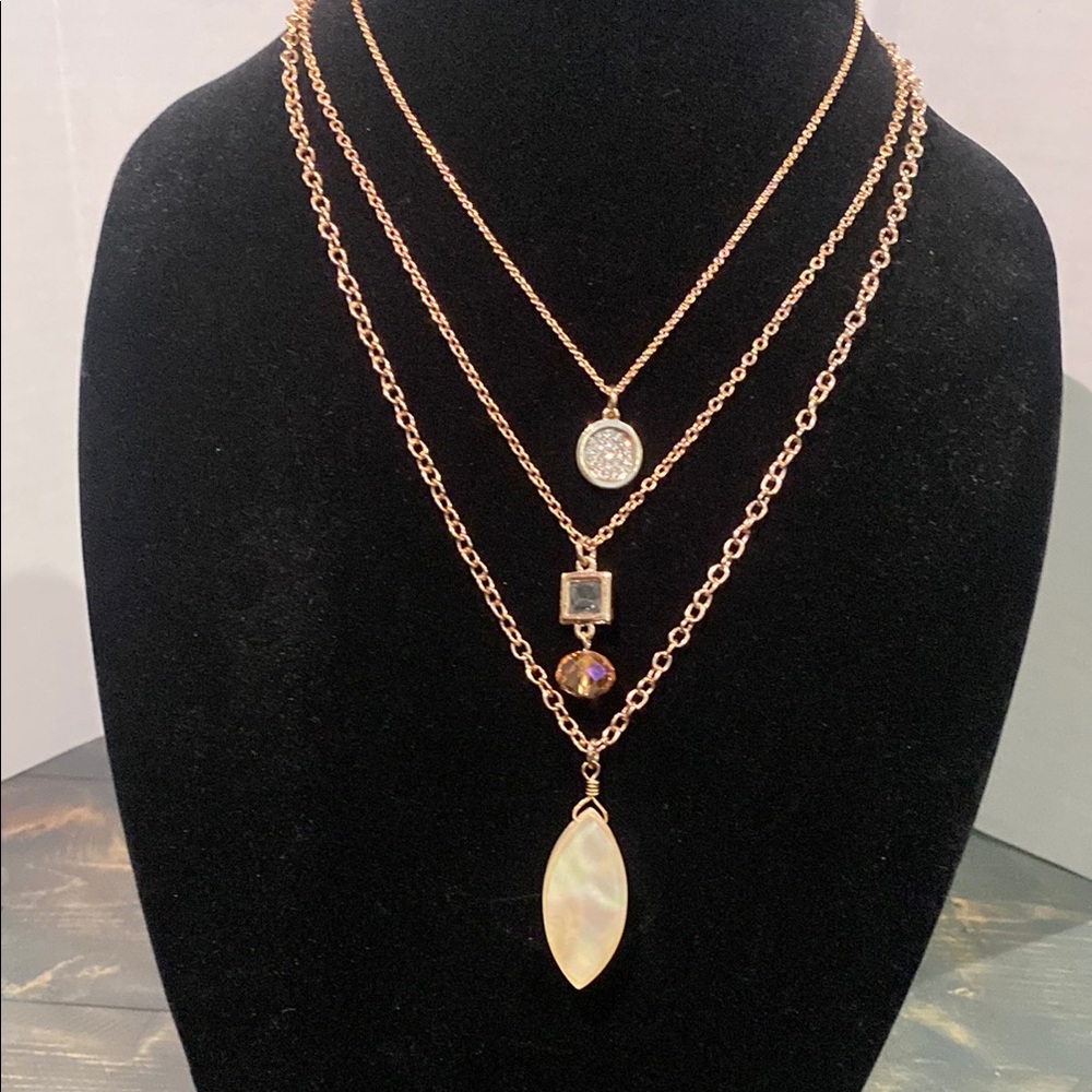 Premier Designs Blush 3-Way Coppertone Necklace – Adjust 16-40” Removable Layers